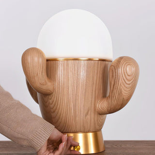 Wooden Cactus Table Lamp Ledecoo