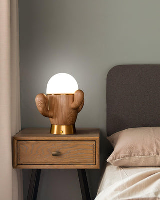 Wooden Cactus Table Lamp Ledecoo