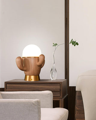 Wooden Cactus Table Lamp Ledecoo