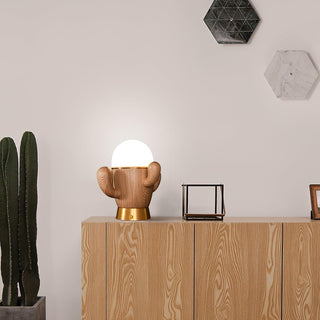 Wooden Cactus Table Lamp Ledecoo