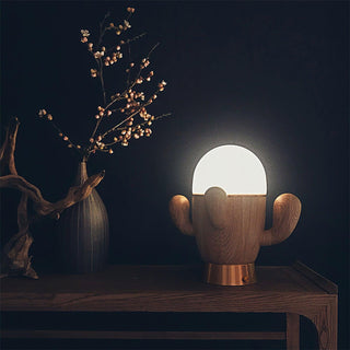 Wooden Cactus Table Lamp Ledecoo