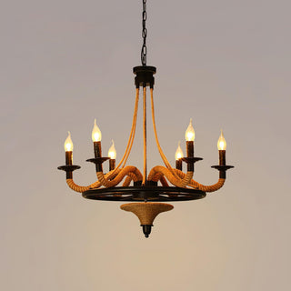 Hemp Rope Industrial Large Wheel Chandelier Arkstarhome