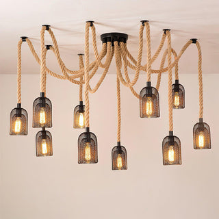 Hemp Rope Scattered Flower Chandelier Arkstarhome