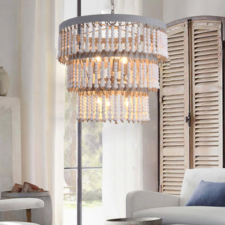 Three Tiered Wood Beaded Chandelier Arkstarhome